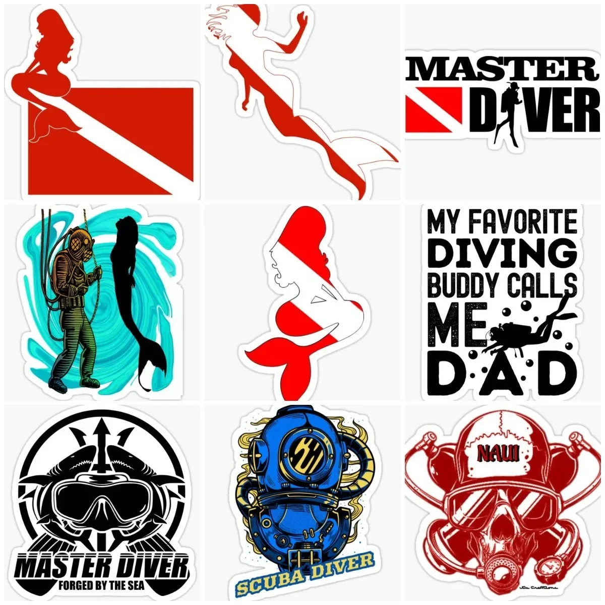 

Scuba Diving Diver Flag Mermaid Sticker Motorcycle Truck Room Accessories Wall Window Bicycle Van Car Glass Helmet Camper Decal