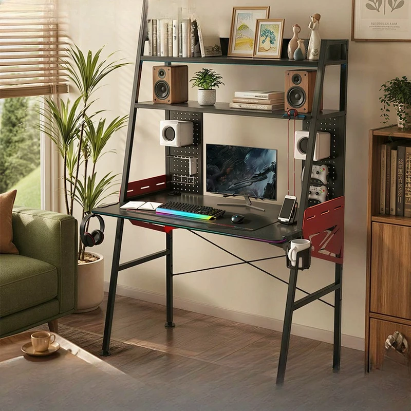 Desk bookshelf integrated table small apartment multi-functional e-sports table assembly multi-layer storage desktop