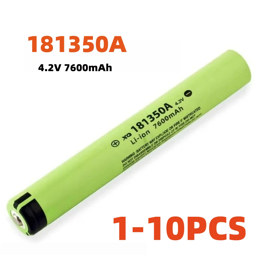 181350A Lithium-Ionen-Akku 7600mAh 3,7V 4,2V 18x135mm Wiederaufladbare Zelle für Taschenlampe, Mini-Ventilator, Campinglampe, Powerbank