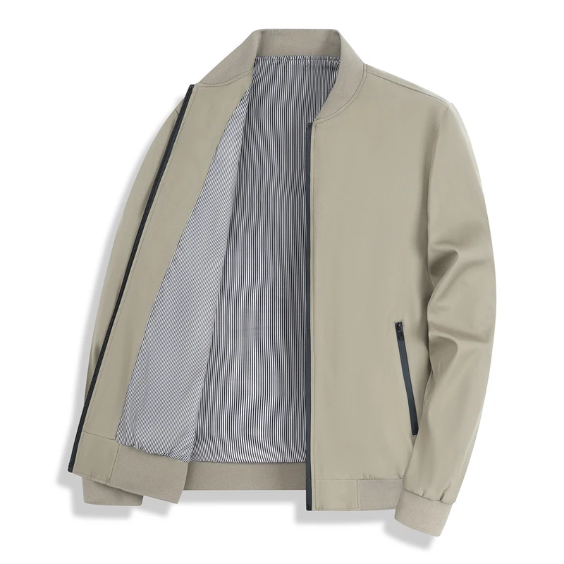 

2026 Spring Autumn New Baseball Collar Overcoat Men Short Loose Solid Color Slim Bomber Jacket Men's Business Casual Thin Coat