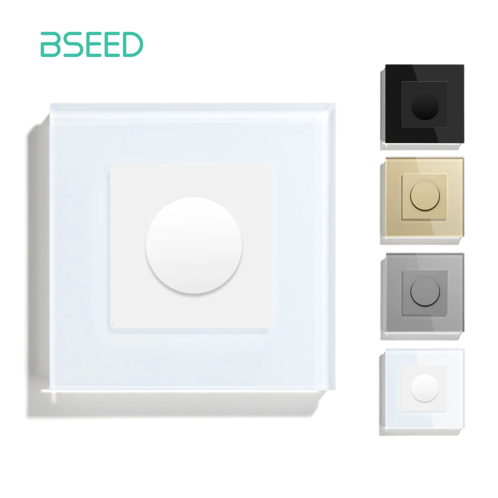 BSEED Dimmer Light Switch Adjustable Rotary Knob Crystal Glass Mechanical LED Dimmable Brightness Memory Wall Mounted Switches