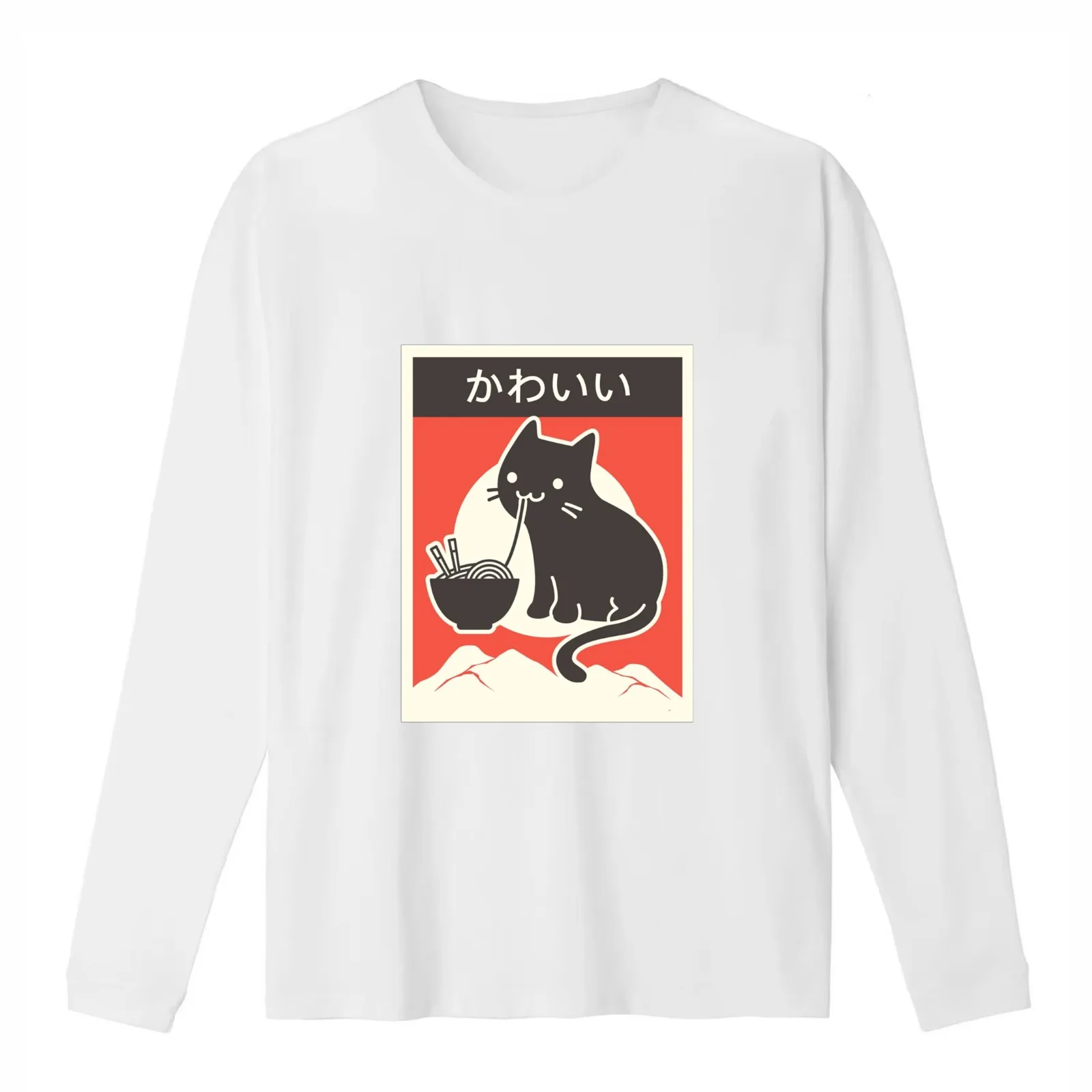 Japanese Ramen Cat Kawaii vintage style T-Shirt Summer Casual Cotton Tee Oversized Streetwear Tops Vintage Graphic Print