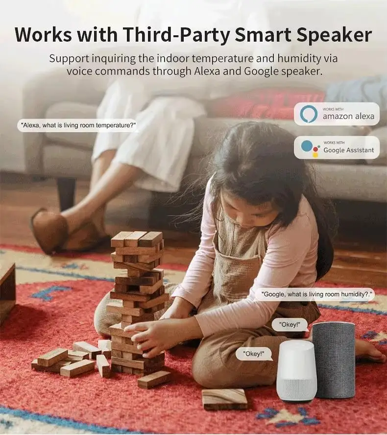 Zigbee Temperatur- und Feuchtigkeitssensor, kompatibel mit der Tuya Smart Life App, intelligentes Innenraumthermometer und Hygrometer, funktioniert mit Alexa und Google. – Detail 8