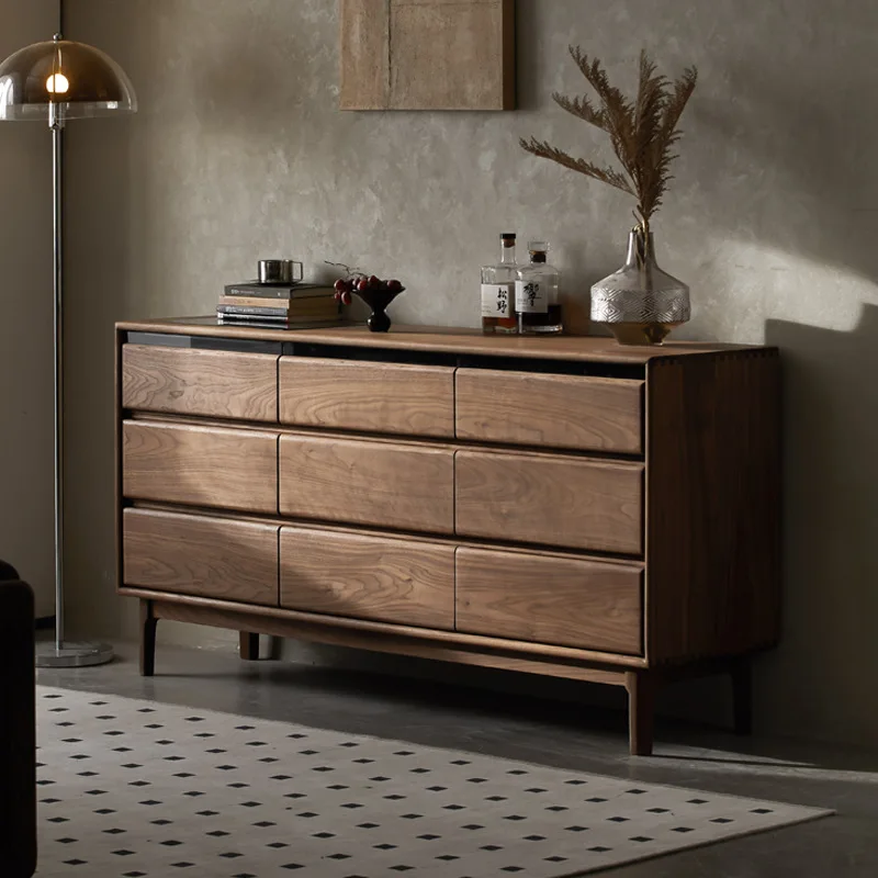 Solid wood nine-chest cabinet, black walnut bedroom, living room against the wall, storage cabinet, bedside cabinet