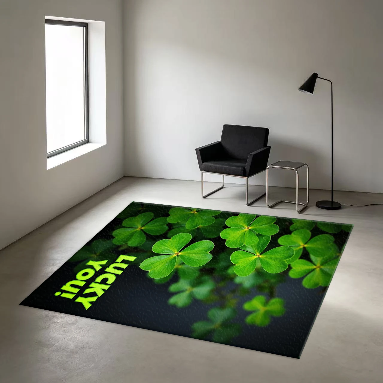 Green Four-Leaf Clover Lucky Theme Carpet Floor Non-Slip Mat