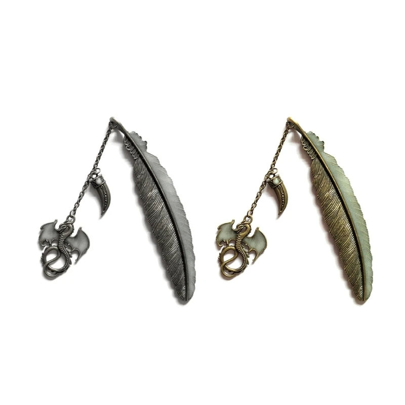 1PC Luminous Night Dragon Label Read Maker Feather Book Mark Papelaria