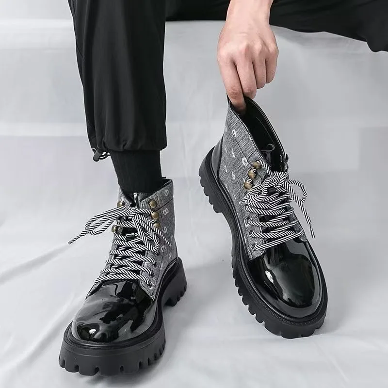 

2026 Trendy High Top Sports Shoes Men's High-top Casual Shoes Korean Style Canvas Shoes Youth Student Men's Footwear