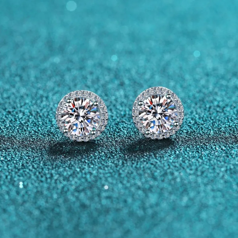 Joyce Kelly 6,5 mm 1 Karat bunte Moissanit-Ohrringe, Unisex, männlich, weiblich, S925-Sterlingsilber, funkelnder feiner Schmuck, Herren-Ohrstecker – Detail 16