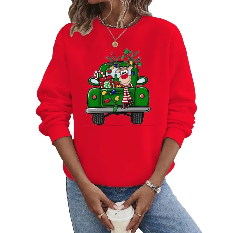 

Round Neck Guard Europe and The United States Christmas New Christmas Truck Leisure Streetwear Women Clothes Sweatshirt