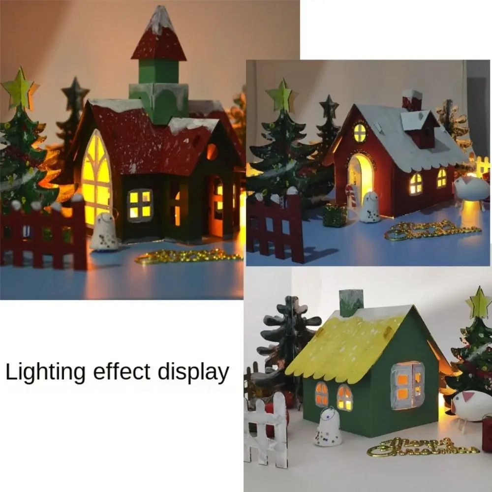 Children Handmade DIY Painting Christmas Biscuit House Festival Decorations Craft Paper Shell House Cookie House Homemade Hut