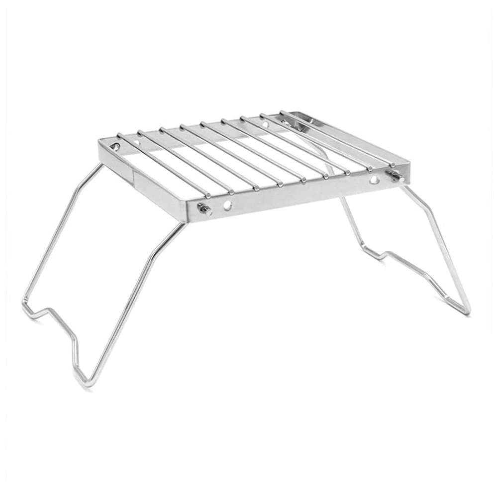 في الهواء الطلق طوي موقد صغير حامل الفولاذ المقاوم للصدأ التخييم تجهيزات المطابخ الأواني الوقوف لحقيبة الظهر/التخييم/نزهة/السفر/صيد الأسماك #4