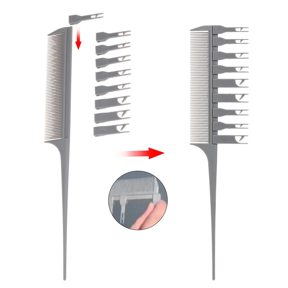 Adjustable Sectioning Highlight Comb Professional 2 Side Hair Dyeing Comb Weaving Cutting Brush Salon Hair Coloring Styling Tool