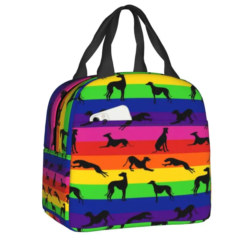 Custom Greyhound Dog Insulated Lunch Tote Bag for Women Thermal Cooler Lunch Bag Kids School Children Food Picnic Container Tote