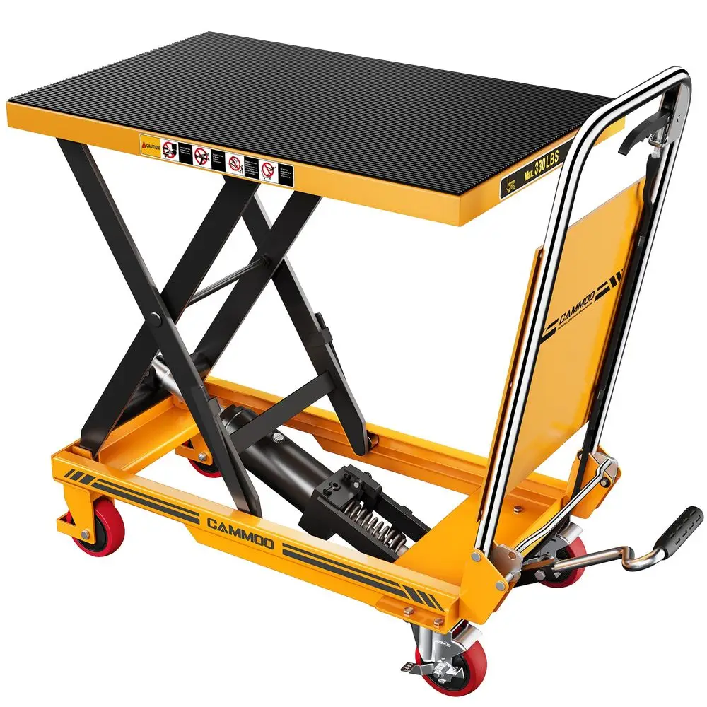 Hydraulic Lift Table Cart, 330lbs Capacity, 28.5 Lifting Height, Single Scissor Lift with NonSlip Pad amp Thickened Scissors De