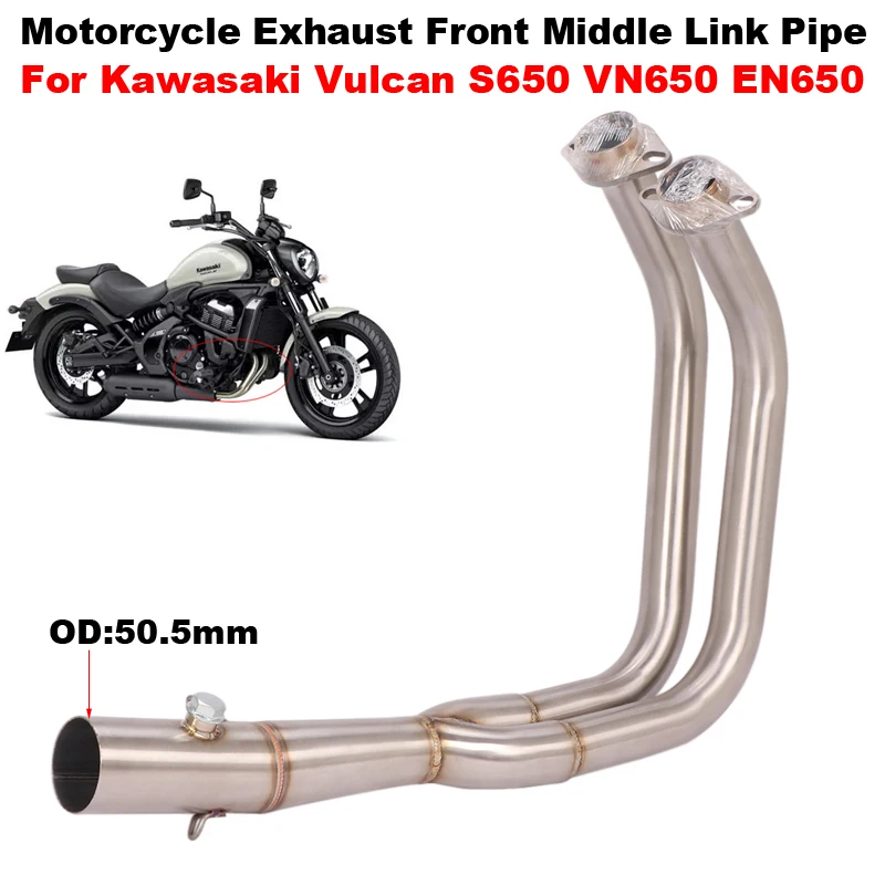 Slip On For Kawasaki Vulcan 650S S650 VN650 EN650 All Years Motorcycle Exhaust System Front Link Pipe Connecting 51mm Muffler