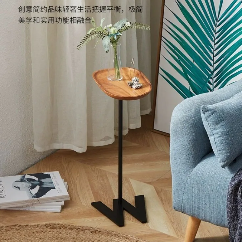 Light Luxury Household Bedroom Solid Wood Coffee Table Sofa Gap Bedside Tables Balcony Mobile Minimalist Narrow Corner Tables