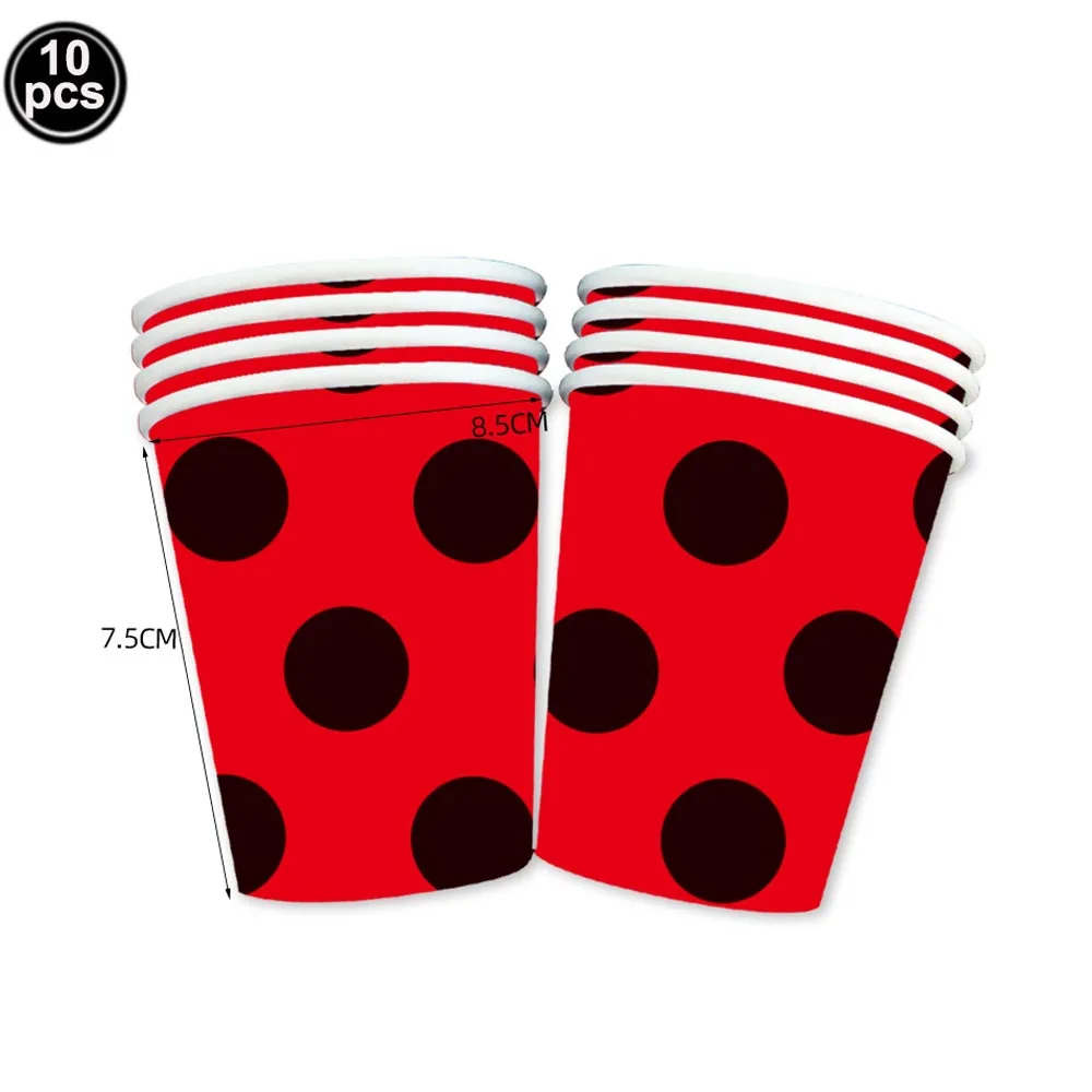 Ladybug Birthday Party Tableware Red and Black Dots Disposable Plates Napkins Cups Tablecloth Baby Shower Kids Party Supplies