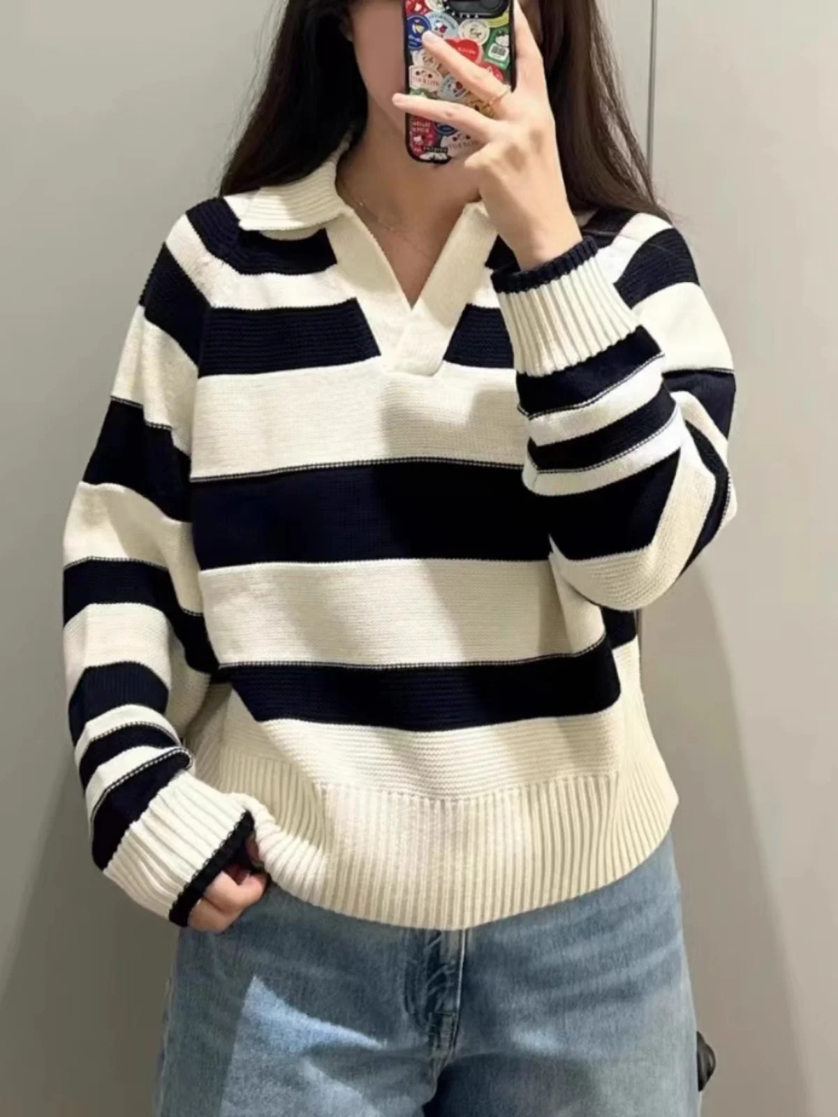 ノルディック C+ウッド 990 プラス レディース スタンドフィット ウールブレンド スポーツ ストライプ ニット セーター パーカー 秋 ロングスリーブ ターンダウンカラー