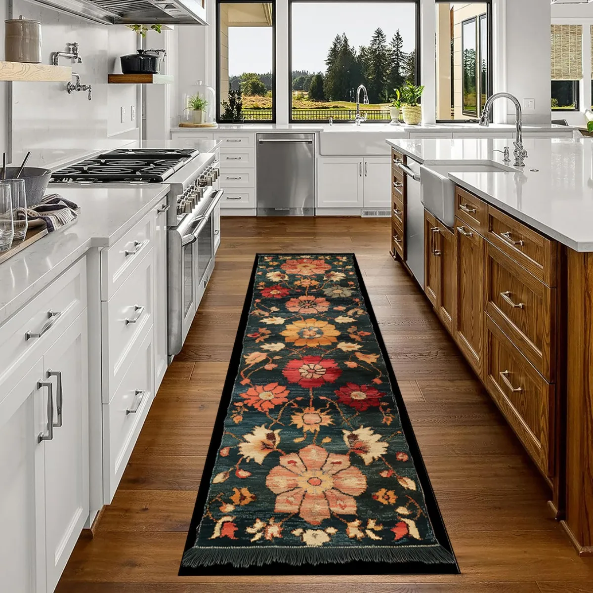 Gothic Witchcraft Runner Rug Purple Moon Phase Butterfly Carpet For Hallway Luxury Bedroom Kitchen Balcony Long Floor Mat Gift