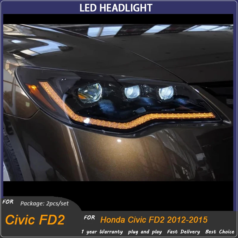 

Car headlight for Honda Civic FD2 LED Headlight 2011 2012 2013 2014 2015 FD2 Head Lamp Drl Projector Lens Automotive Accessories