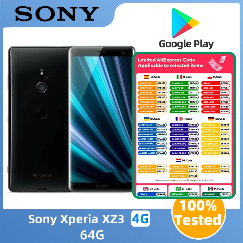 Sony Xperia XZ3 4g Smartphone CPU Snapdagon 845 Screen 6.0-inches 19MP Camera 3200mAh Battery Used Phone