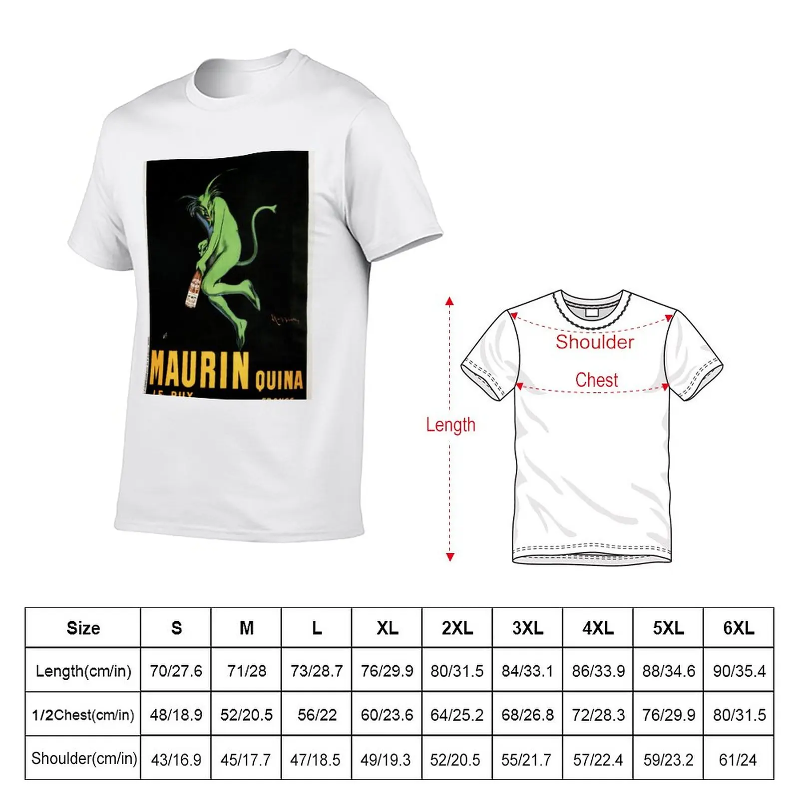 New Devil MAURIN QUINA Liquor Absinthe Art Deco France Leonetto Cappiello T-Shirt kawaii clothes tees black t-shirts for men