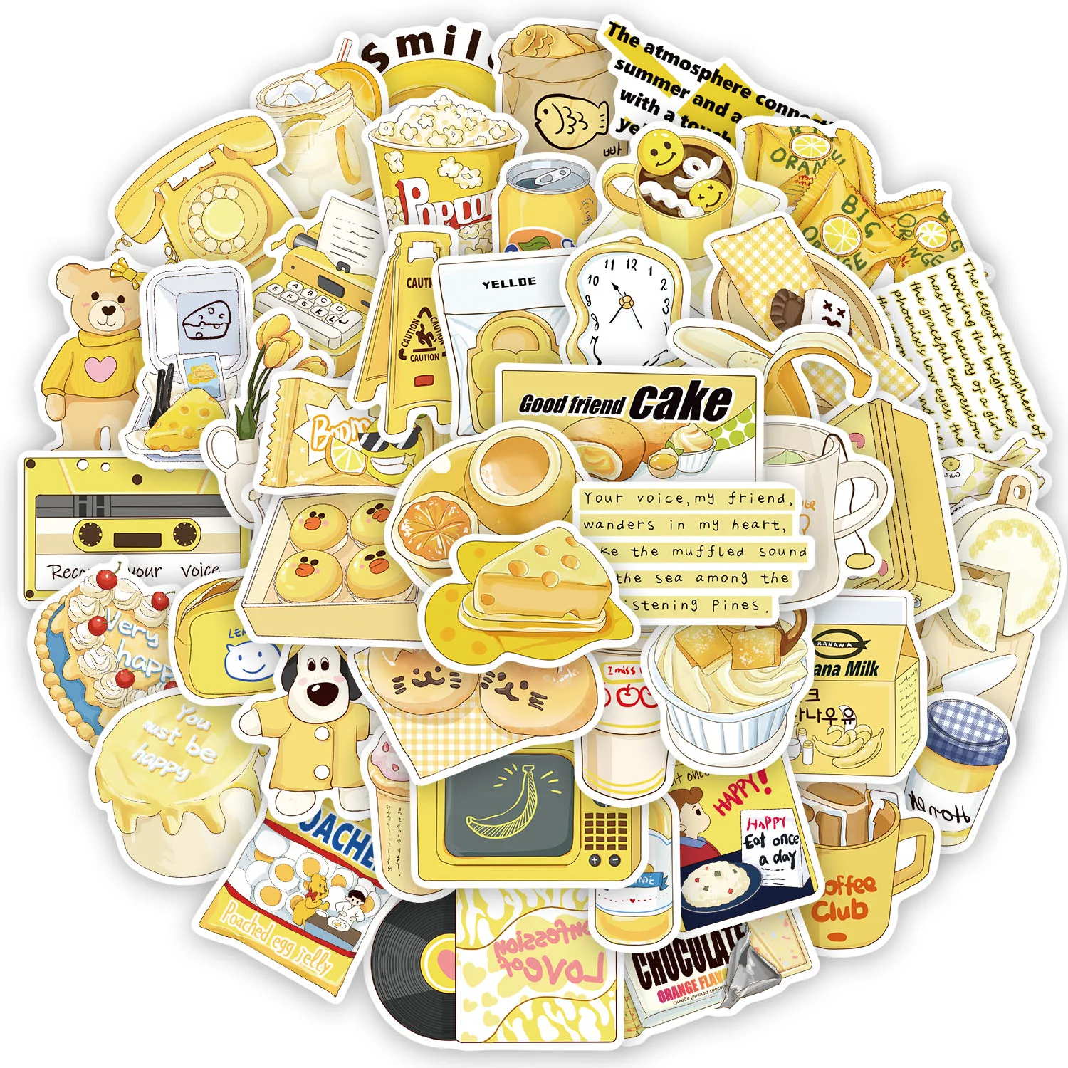 

50 шт., забавные наклейки серии с желтой солью, чехол для телефона «сделай сам», чашка для воды для ноутбука, компьютерные игрушки, наклейки