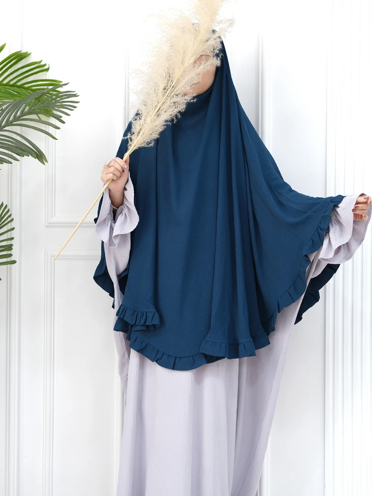 Long Khimar Ramdan Eid Muslim Long Hijab Headcarf Women One Piece Khimars Jubha Islamic Clothing Hijabs Musulman Prayer Garment