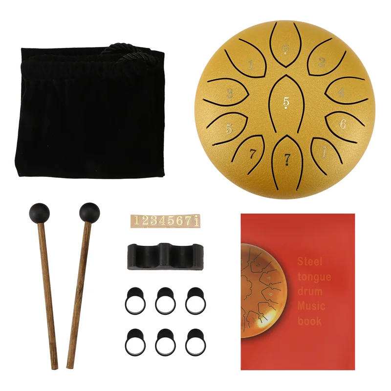 A99I-Rain Drum For Outside 6 Inches 11 Tones Steel Tongue Drum Rain Chime Outdoor Rain Chime Musical Instrument