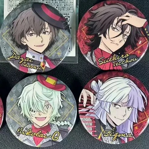 Bungo Stray Dogs Nikolai Gogol‌ Dazai Osamu Fyodor D Cosplay Anime Tinplate Badge Brooch Backpack Ornament Cartoon Official Gift
