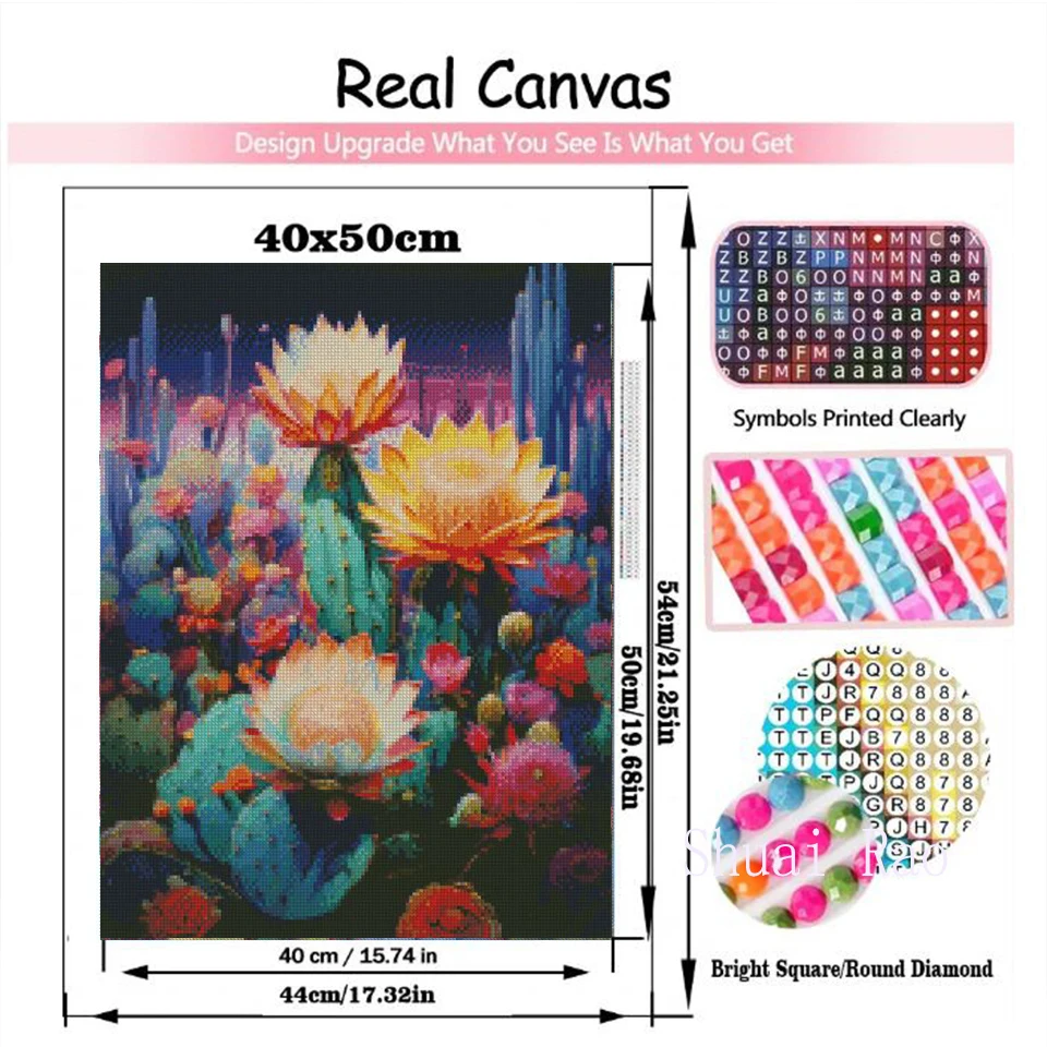 Cactus Tropical Plants DIY 5D Diamond Painting Full Square Round Diamond Embroidery Mosaic Flowers For Home Decor New 2024 Gift