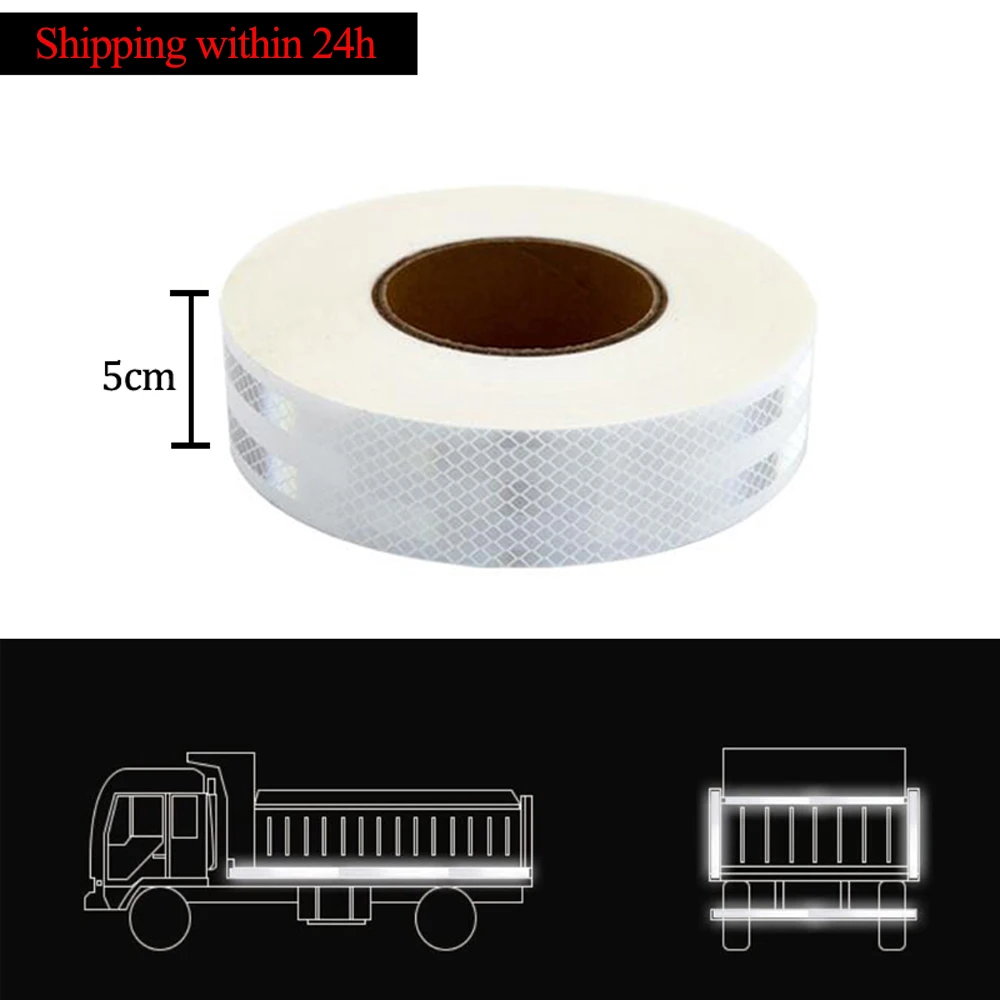 5cmX10m/Roll Hight Intensity Self-adhesive Waterproof Reflector Warning Tape For Vehicles