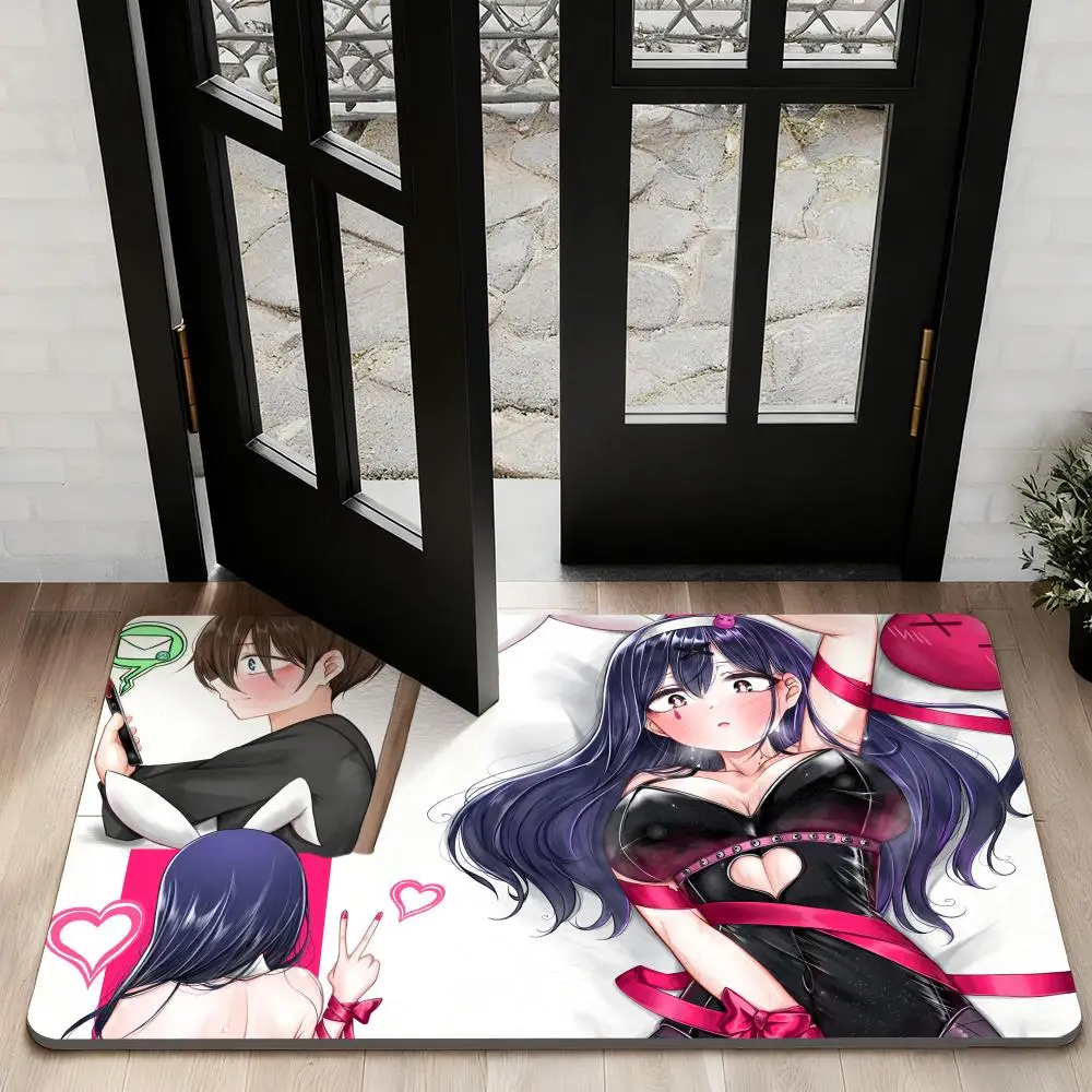 

Anna Yamada D-Dangers Heart Floor Mat Diatom Bath Mat Absorbent Quick Dry Non-Slip TPR Backing Soft Plush Draining Rugs