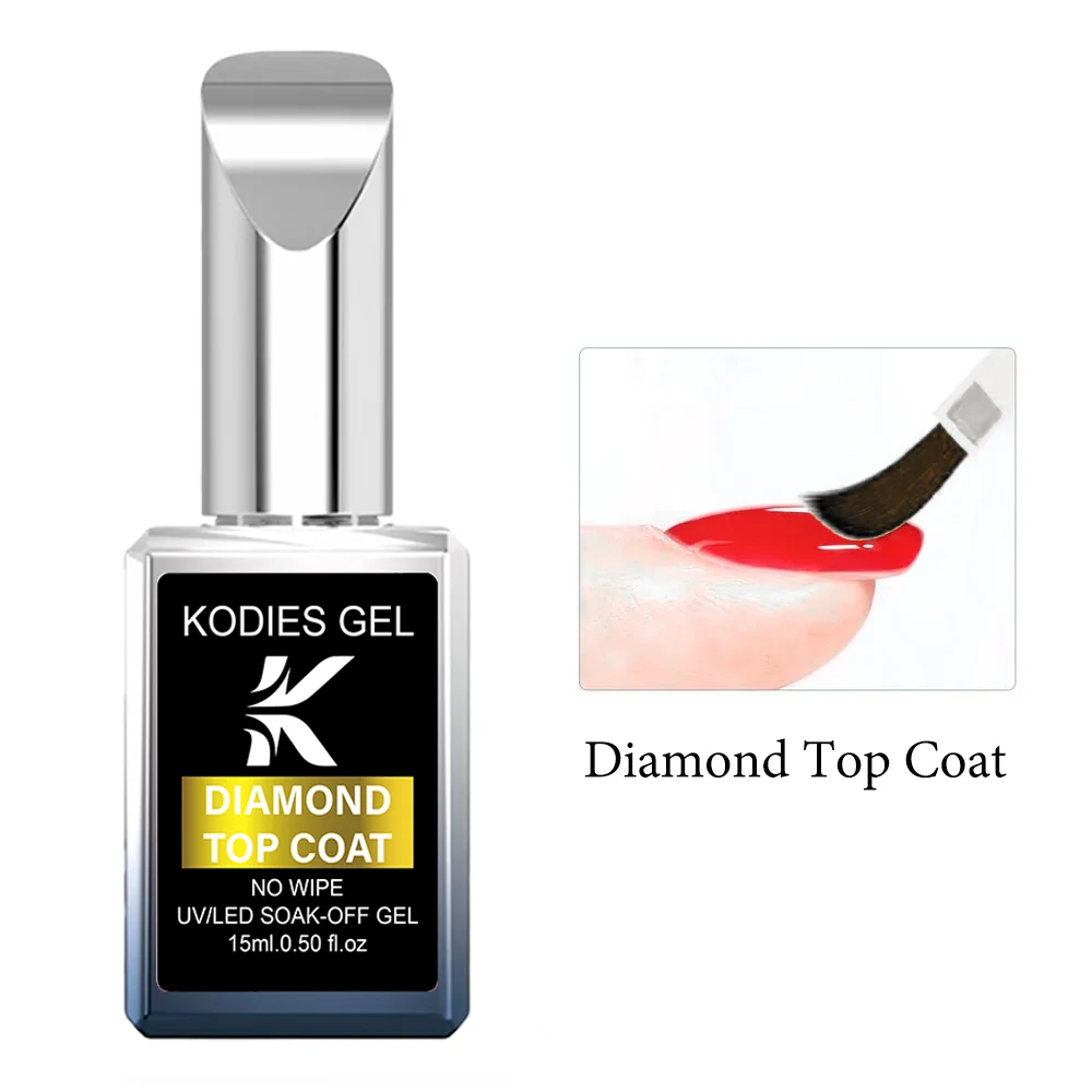 KODIES GEL diamant couche de finition nouvelle formule résistance aux rayures couche de finition sans lingette Gel UV Vernis à ongles Vernis Semi permanent UV Gellak