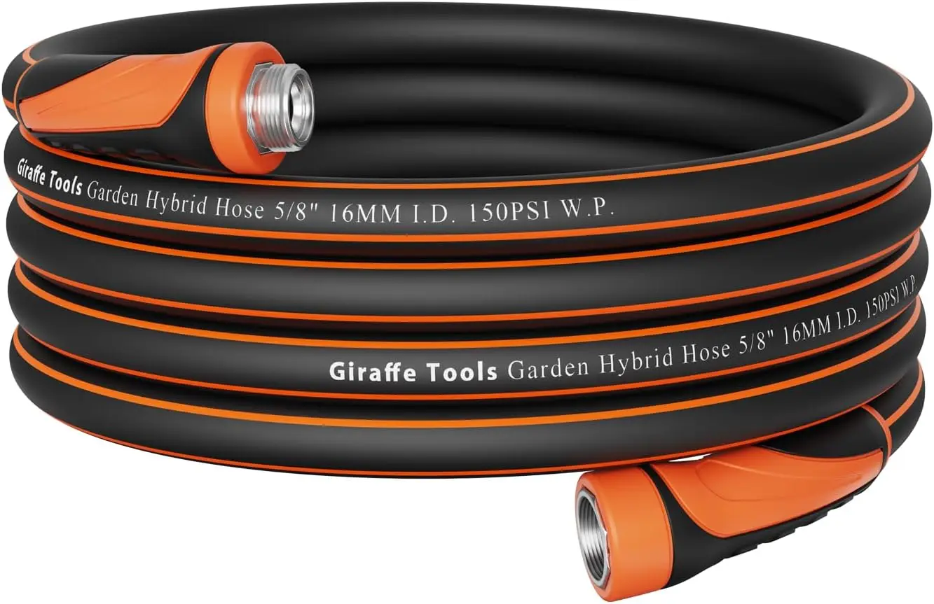

Garden Hose 25ft x 5/8", Water Hose Heavy Duty, Flexible, Lightweight Hybrid Hose with Swivel Handle, Male to Female Fittings