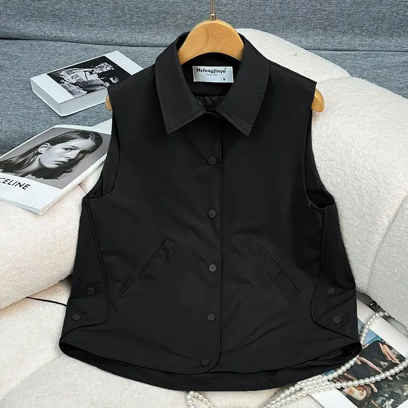 Gilet da Donna Design Primavera Estate 2026 Nuovo Modello con Risvolto Casual Senza Maniche Giacca Ampia Gilet Sovrapposto Capospalla Femminile di Tendenza