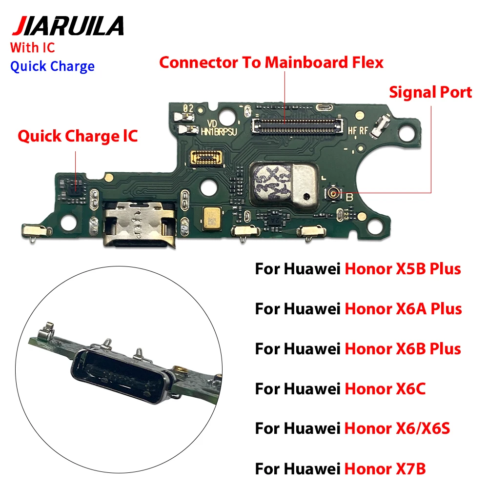 10Pcs , USB Charging Board Flex Cable For Huawei Honor X5B Plus X7C X8B X9C X6A Plus USB Charger Port Dock Connector With Micro
