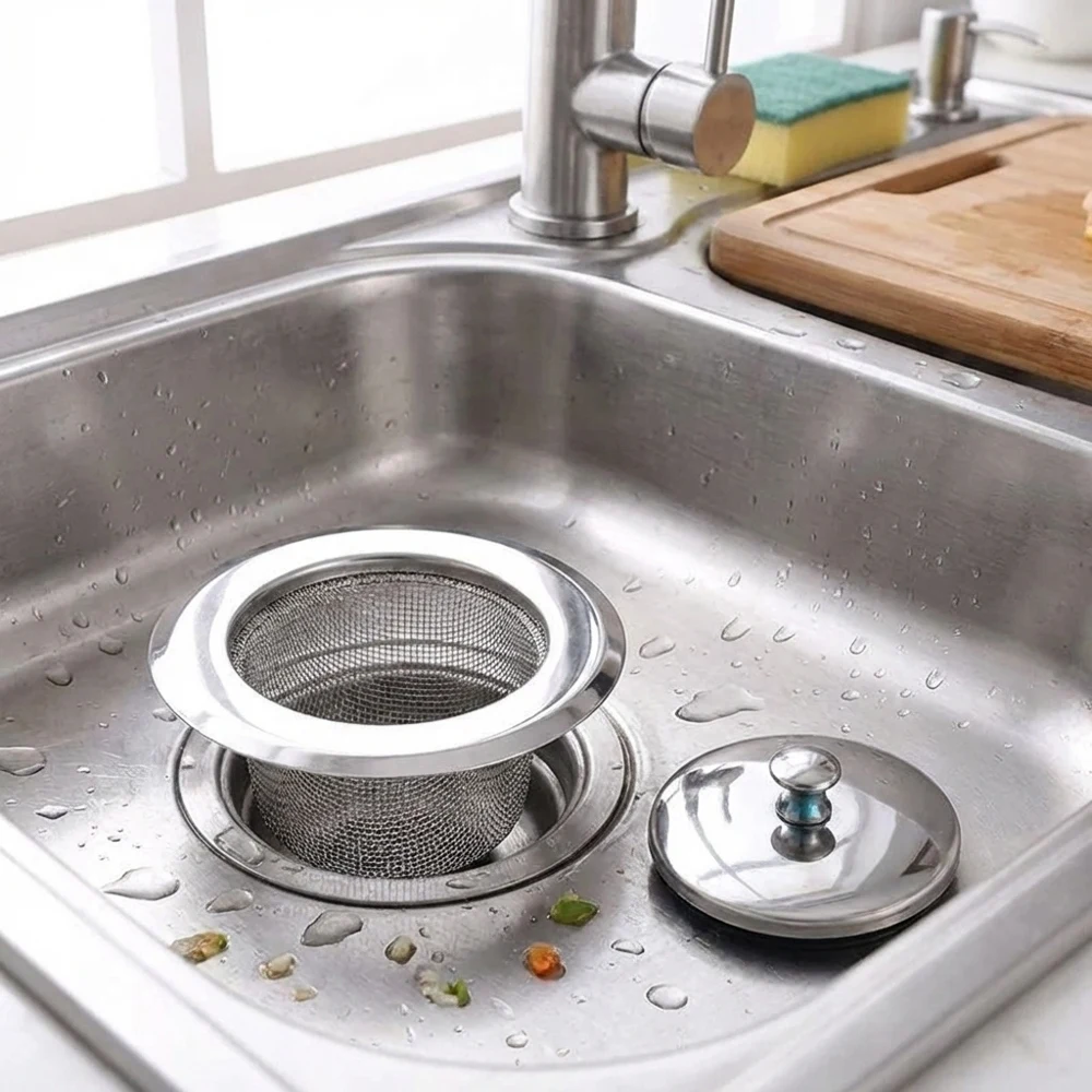

Набор из 2 штук: сетчатые сливные фильтры из нержавеющей стали (11,3 см) для раковины, предотвращающие засоры, для улавливания остатков пищи, устойчивые к ржавчине, прочные, для кухни и ванной комнаты