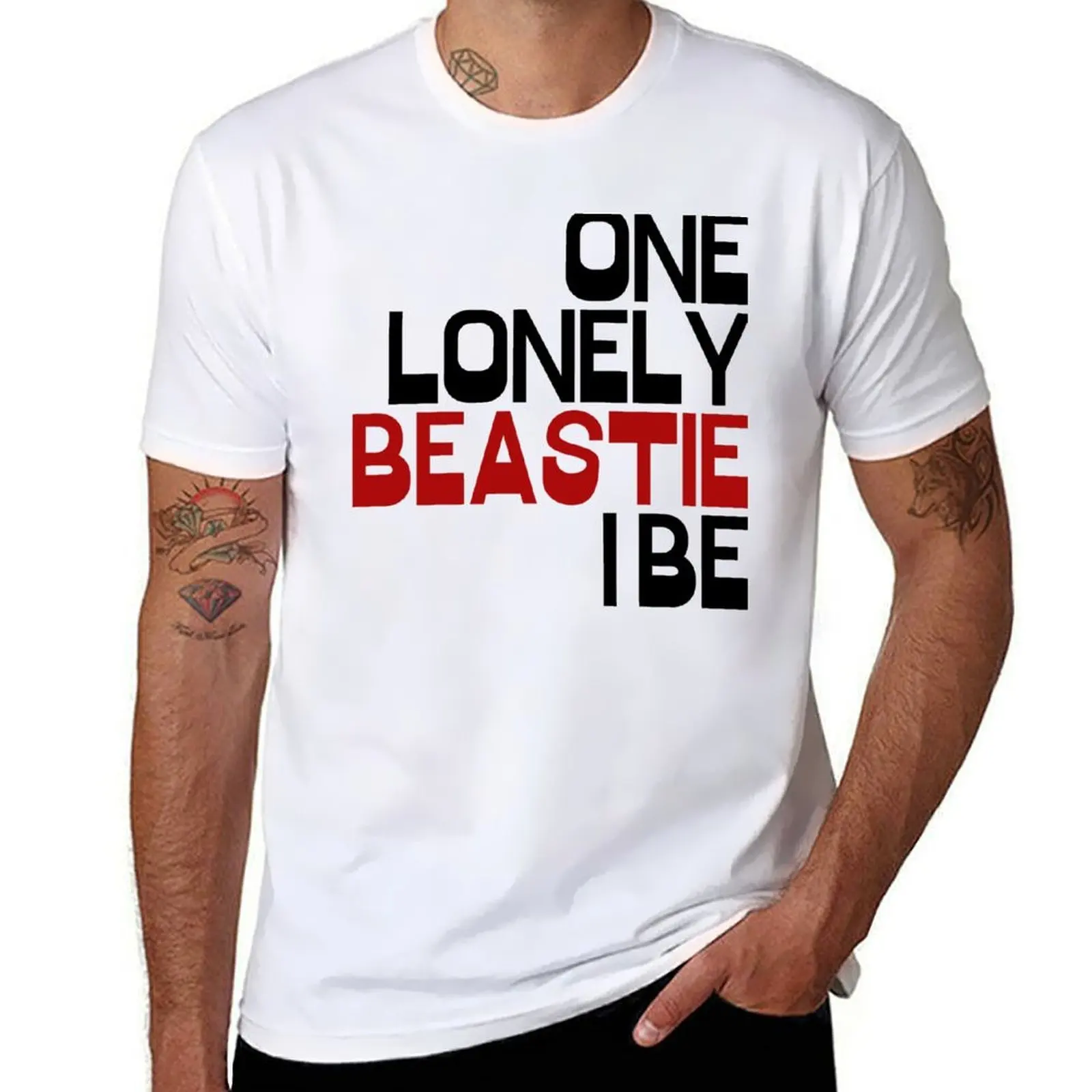

One lonely beastie I be- Rap Lyrics 1 T-Shirt cotton t shirt man man t shirts for men casual T-Shirt