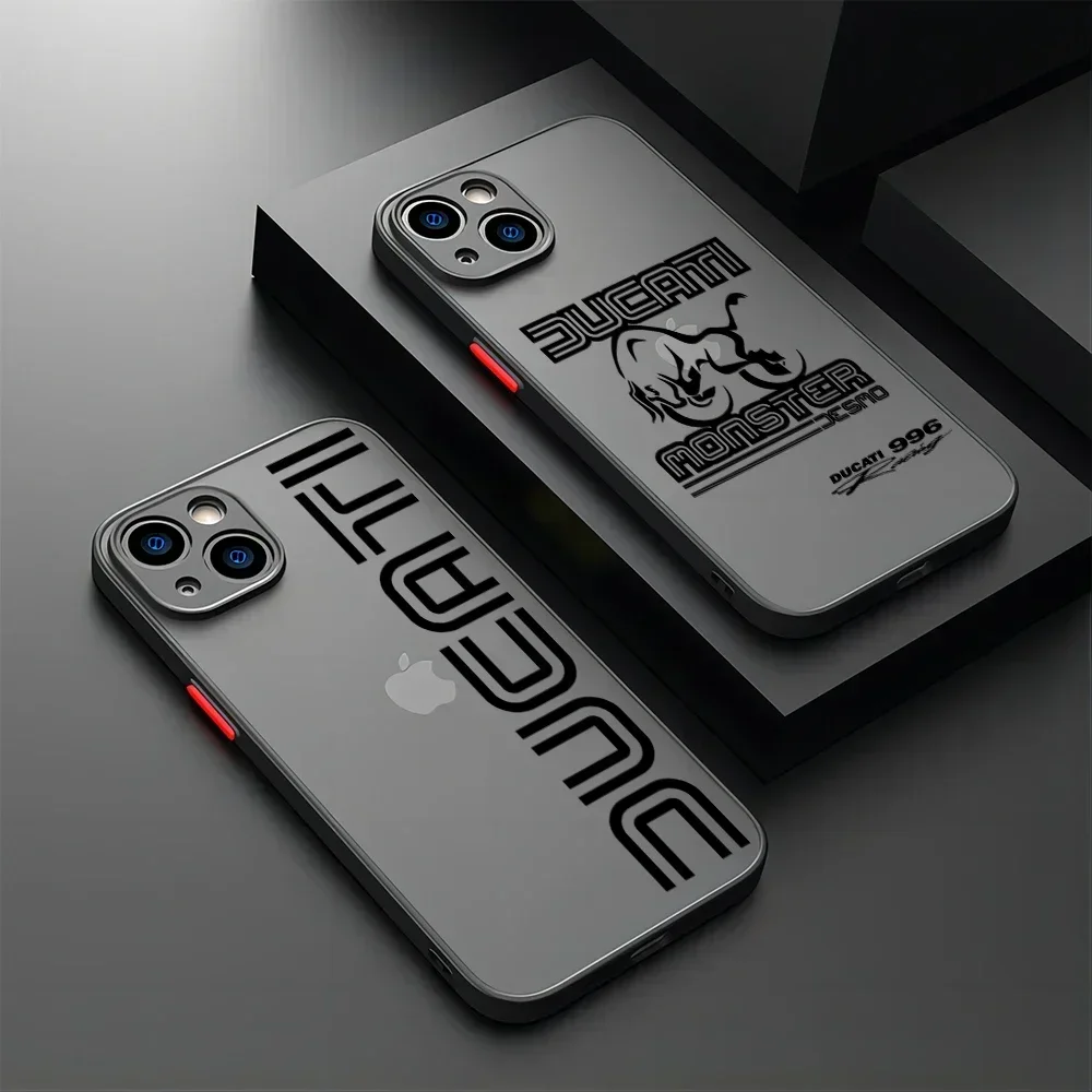 Luxury Motorcycle Phone Case for IPhone 16 15 14 13 12 11 Mini Pro Max X XR 8 Plus Matte-D-D-Ducaties-Transparent Back Cover