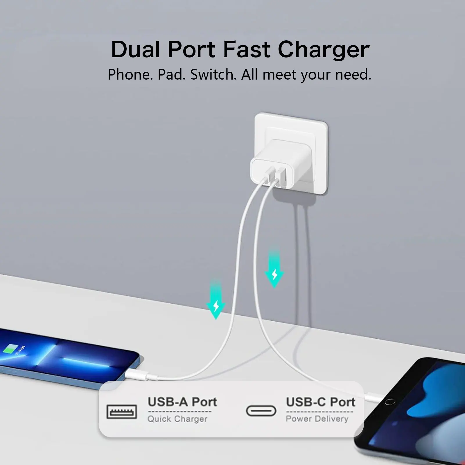 5-1 قطعة USB C شاحن كتلة المزدوج ميناء PD3.0 محول آيفون 16 15 سامسونج نوع C شاحن USB A QC3.0 الجدار شاحن سريع