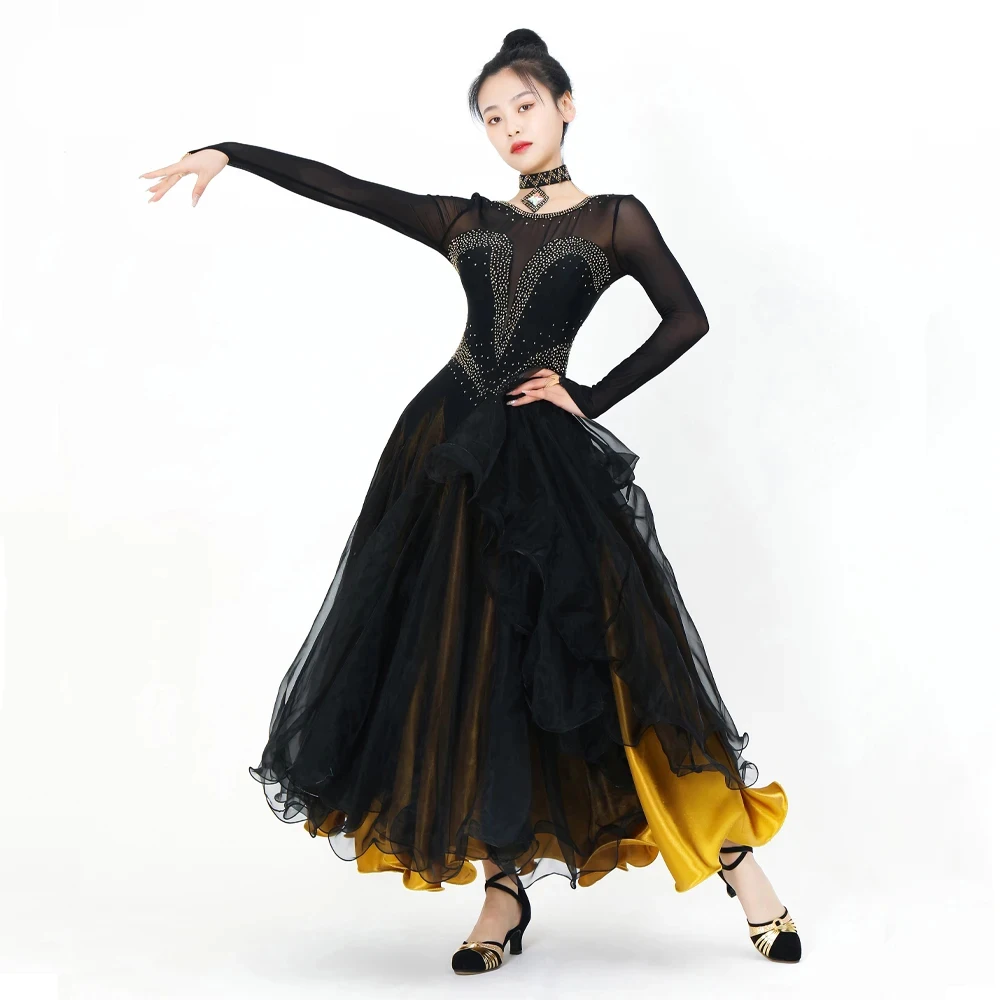 Waltz Dance Suit Ballroom Dress Sequined Outfits Modern Costume Stage Competition Woman Clothing Flamenco 2025 Long Sleeves Sets