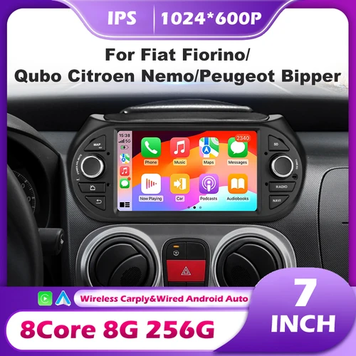Android 15 Auto Radio reproductor de vídeo Multimedia CarPlay para Fiat Fiorino Qubo Citroen Nemo Peugeot Bipper 2008-2017 herramientas GPS