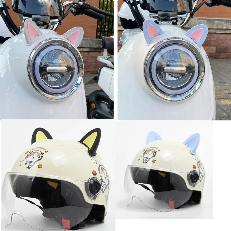 2Pcs Cute Cat Ears Helmet Decoration Motorcycle Electric Stickers Decor Multicolor Motorcycle Helmets Accessories Universal
