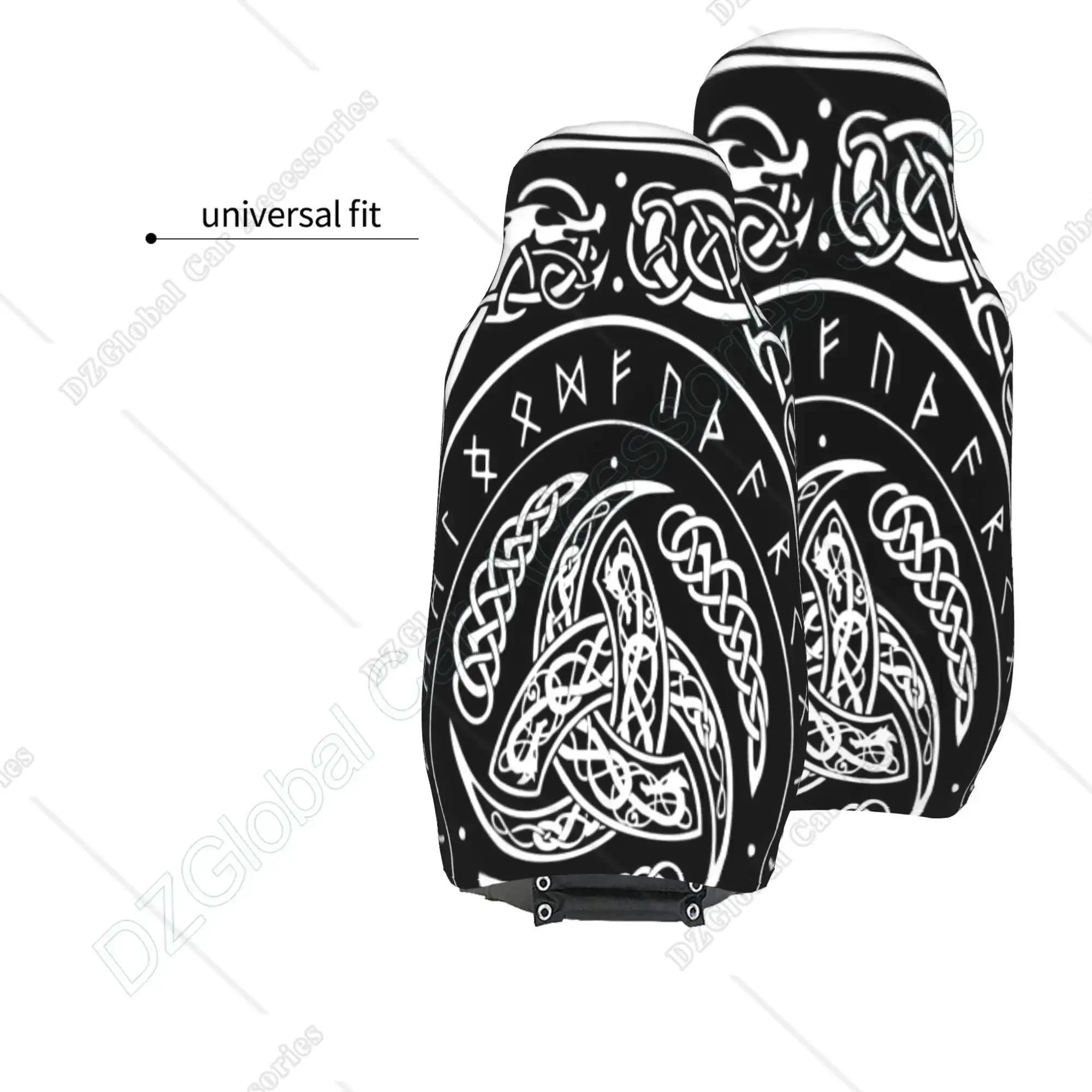 Pokrowce na fotele samochodowe Norse Triple Horn of Odin Zdobione skandynawskie ozdoby Zestaw 2 akcesoriów samochodowych Ochraniacze Dekoracja samochodu — zdjęcie 5