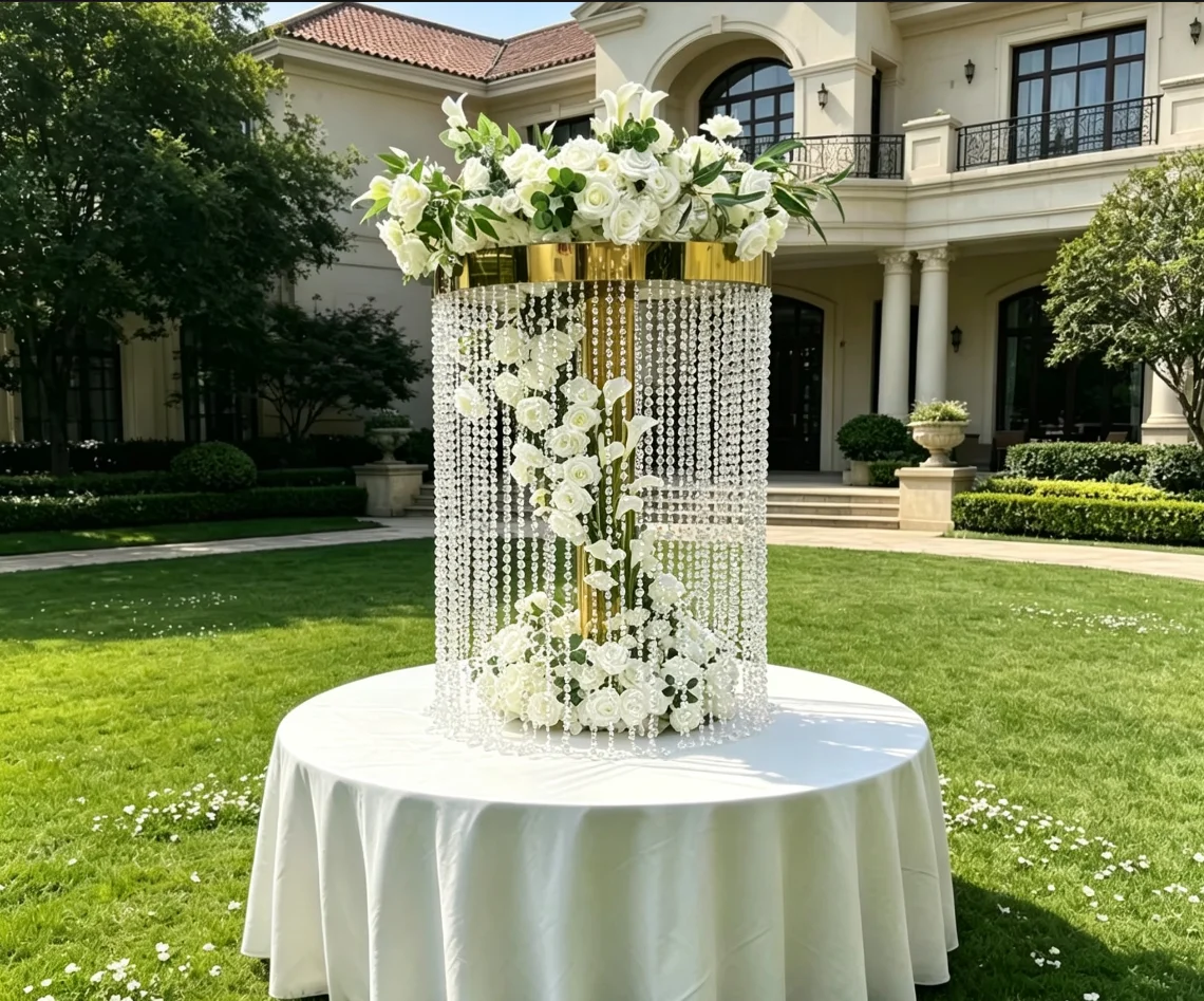 4pcs 80-100cm Luxury Large Trumpet Shape Metal Gold Flower Stand Flower Vase Centerpieces Table Decor for Wedding Even