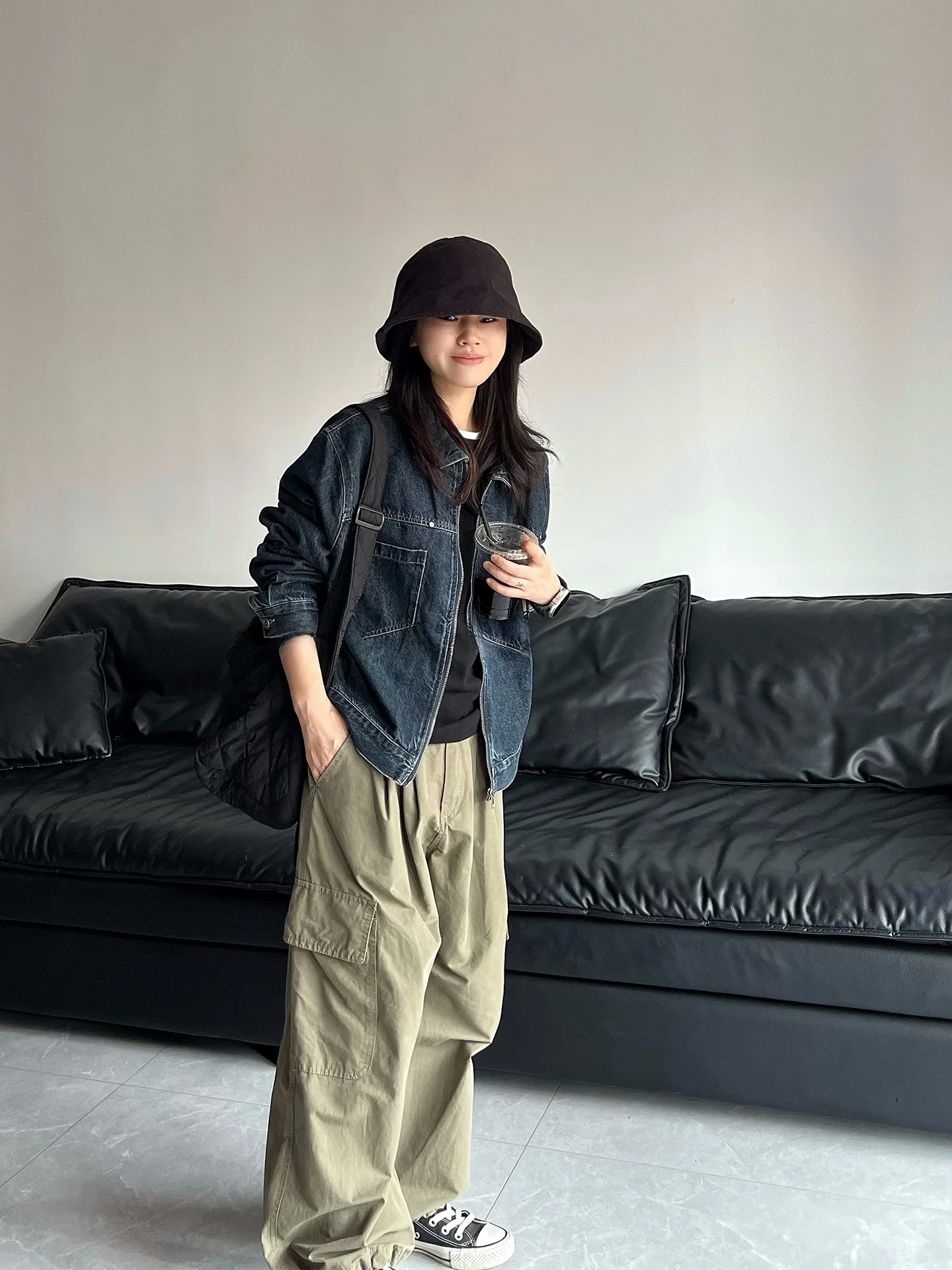 

Ретро джинсовая куртка-жакет женская повседневная с воротником свободного кроя, весна-осень, новинка, хлопок, полиэстер, регенерированное волокно