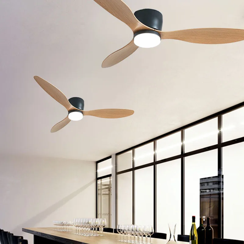 Ceiling Fan Lights 42 Inch 52 Inch Ceiling Fan Lamp Bedroom Restaurant Household Low Floor Nordic Electric Fan LED Ceiling Lamp