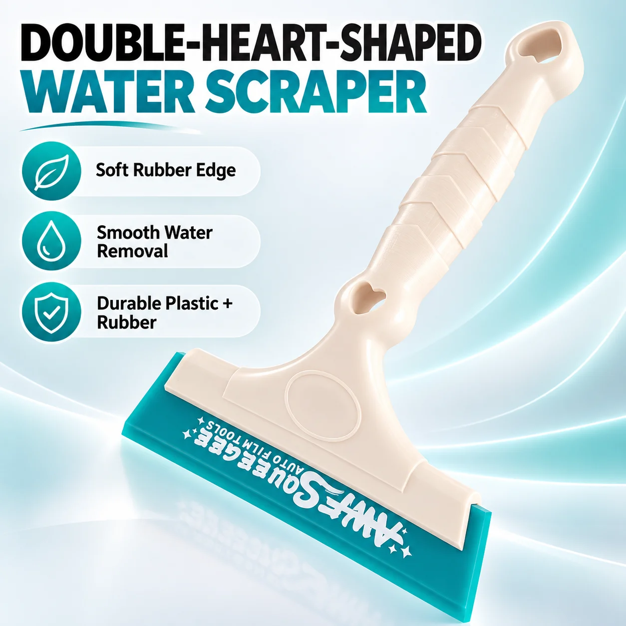Long Handle Window Tint Squeegee with Wide Soft Rubber Blade for Car Windshield Water Removal and PPF Film Installation