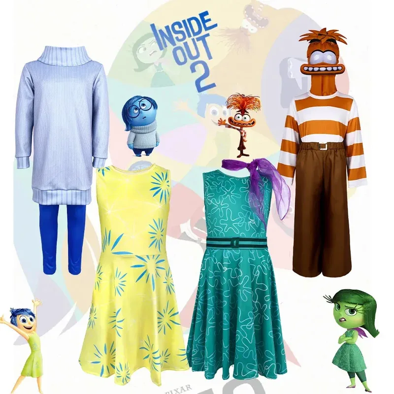 

Аниме Inside Out 2, аниме, косплей, персонаж мультфильма, костюм радости и тревоги для взрослых и детей, танцевальная одежда на Хэллоуин, костюм для косплея, маска